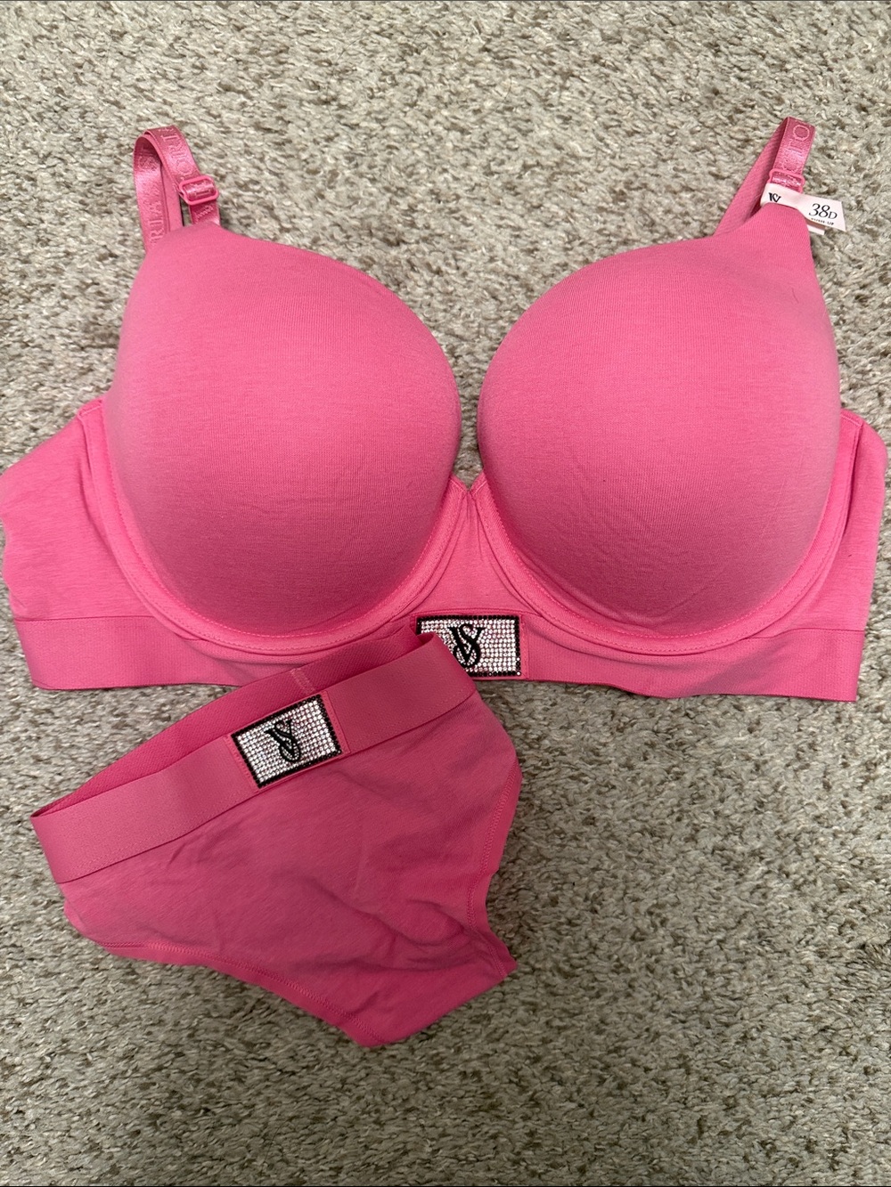 Victoria's Secret Hot Pink Seamless Bra and   Thong Panty Set